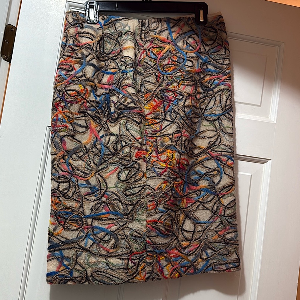 Get ready for fall with this David Meister Textured Wool Multi-Color Yarn Skirt